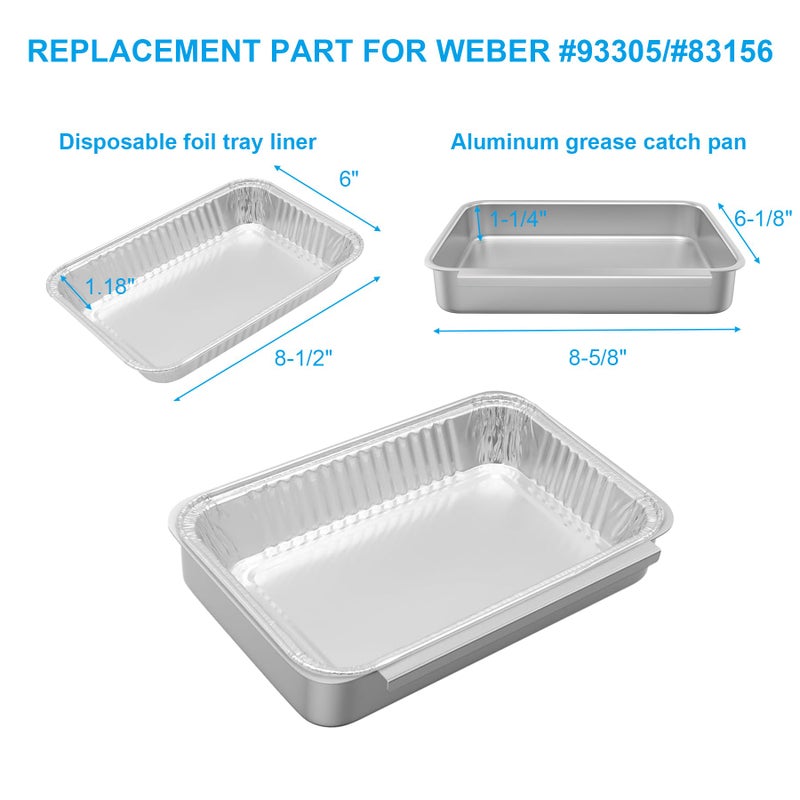 SafBbcue 93305 Grease Catch Pan for Weber Spirit e-210 e-220 e-310 e-320 e-330 Genesis II e-310 e-315 e-325 e-330 e-335 Grill Grease Tray with Disposable Drip Liners Replacement Part for Weber#83156 - Image 3